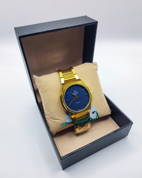 Hislon Ultra Slim Sapphire Gold & Blue Integrated Watch
