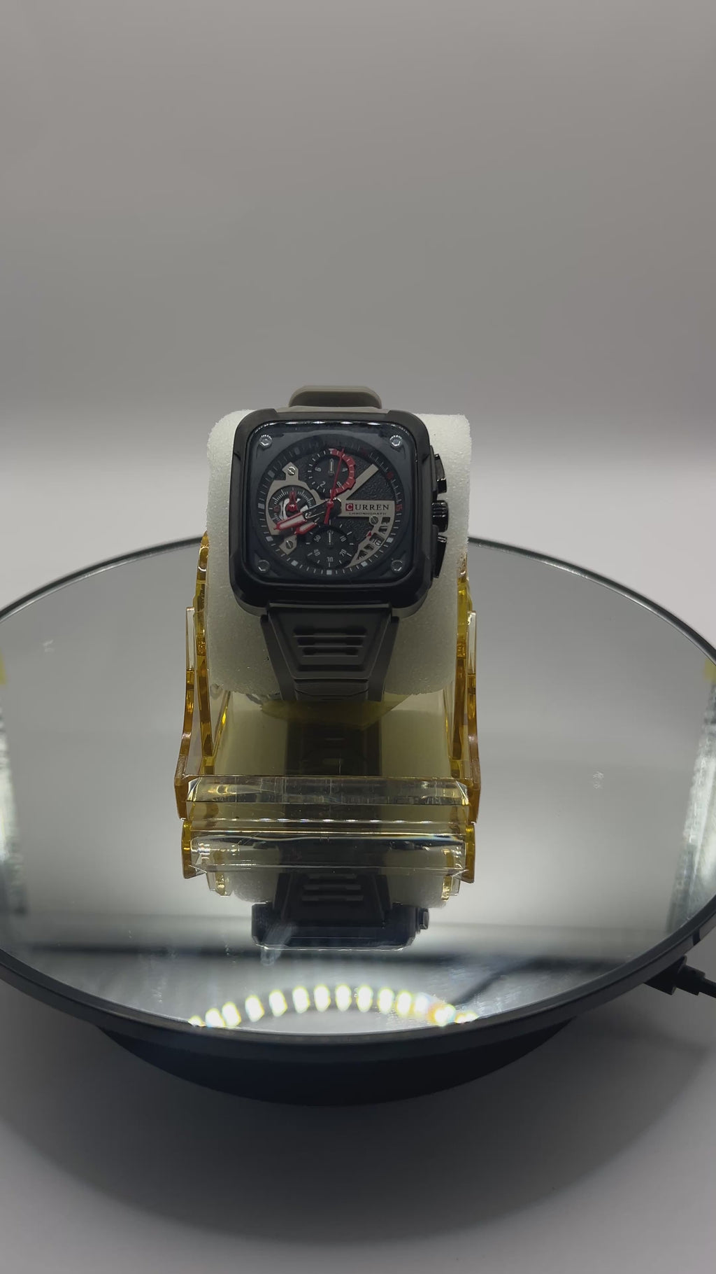 Curren Square Chronograph, Grey Silicone