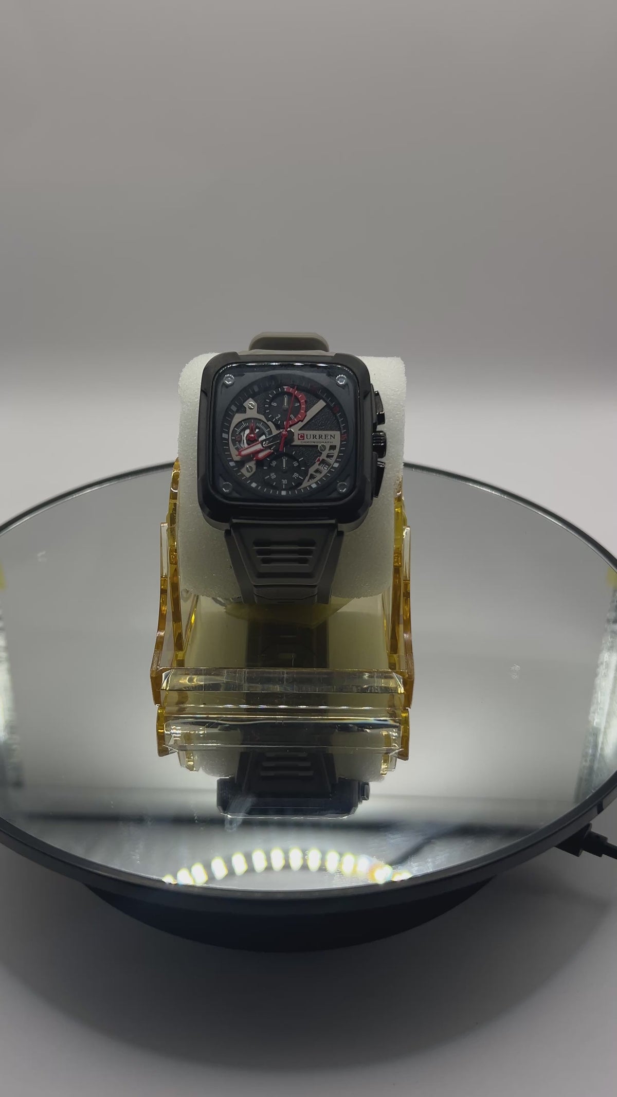 Curren Square Chronograph, Grey Silicone